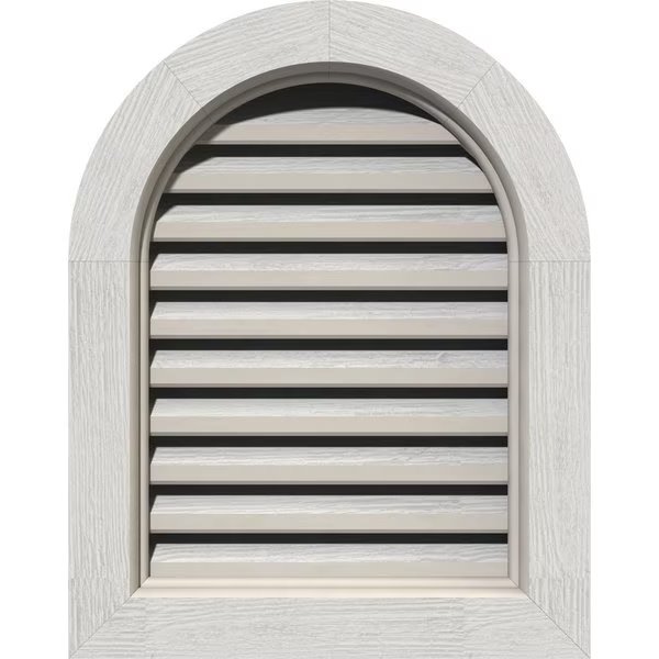 Round Top Gable Vent, Functional, Western Red Cedar Gable Vent w/Brick Mould Face Frame, 14